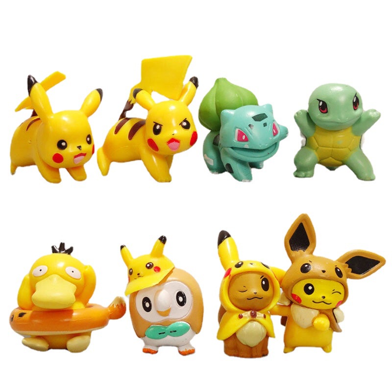 8pcs Pokemon Pikachu Bulbasaur Miniatures Action Figures Squirtle ...
