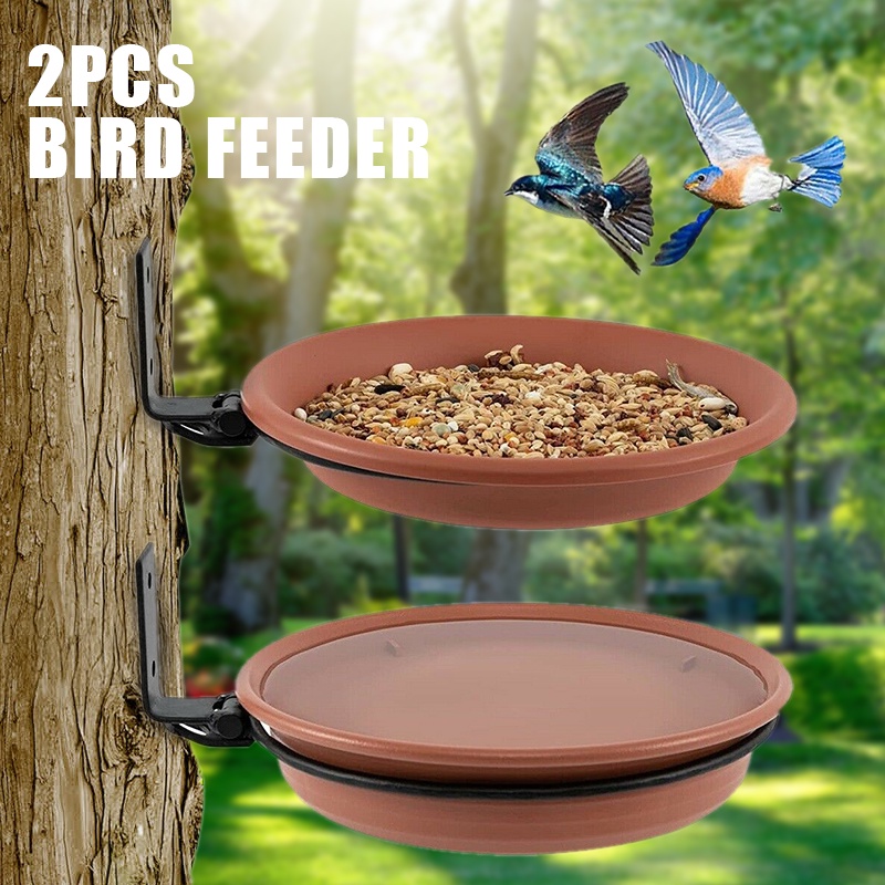 Outdoor Bird Feeder Trunk Fixable Hummingbird Feeding Tray (Two Sets ...