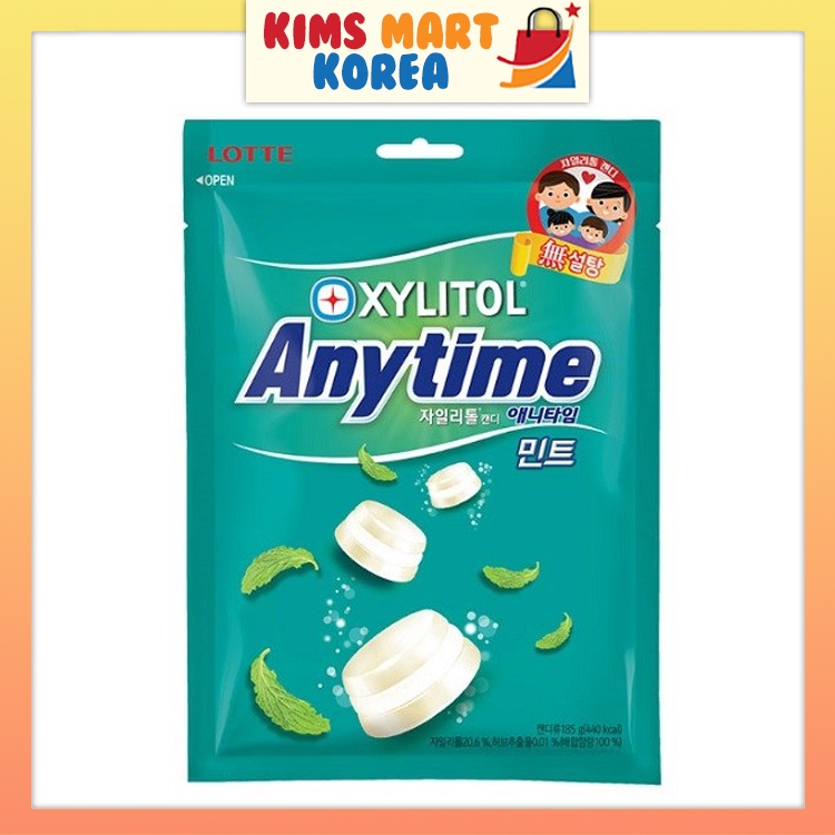Lotte Korean Anytime Xylitol Candy Mint No Sugar Sugar Free 185g