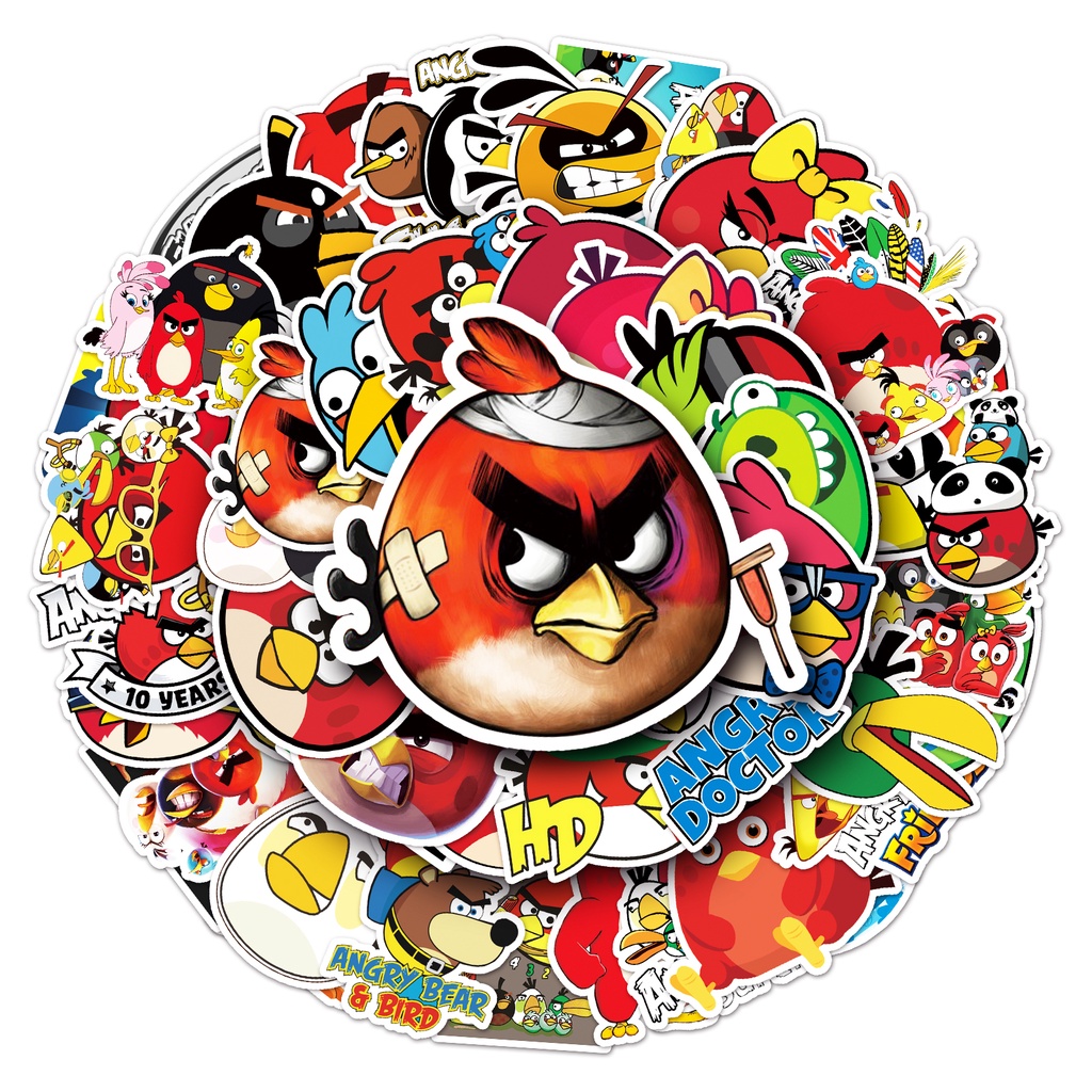 50 Piece Funny Angry Bird Stickers Waterproof DIY For Phones Laptop Car ...