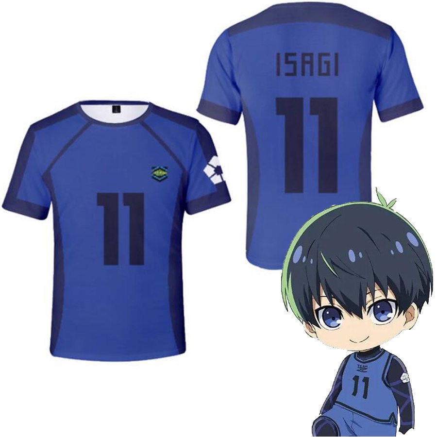 4 7 8 9 11 14 Number Blue LOCK Isagi Yoichi Anime Print Short Sleeve T ...