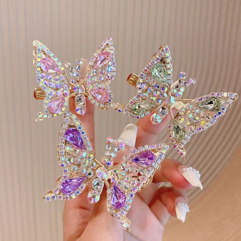 Colorful Butterfly Alloy Hair Clip Hairpin Popular Cute Hair Claw  Headwear Gifts for Girls