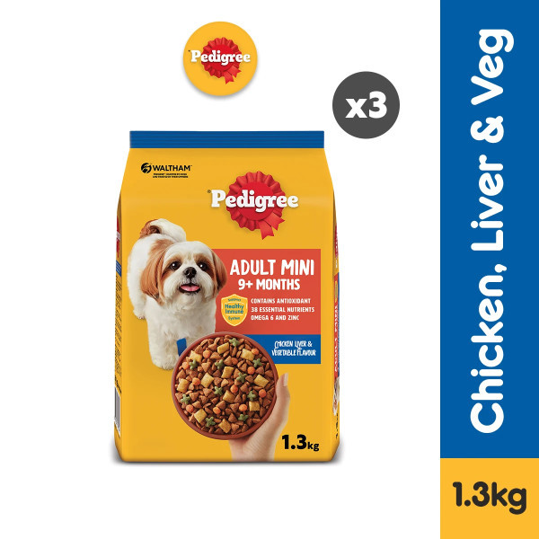 PEDIGREE Dog Food Dry  Mini Small Breed Dog Food in Chicken, Liver, and  Vegetable Flavor, 1.3kg. | Shopee Philippines