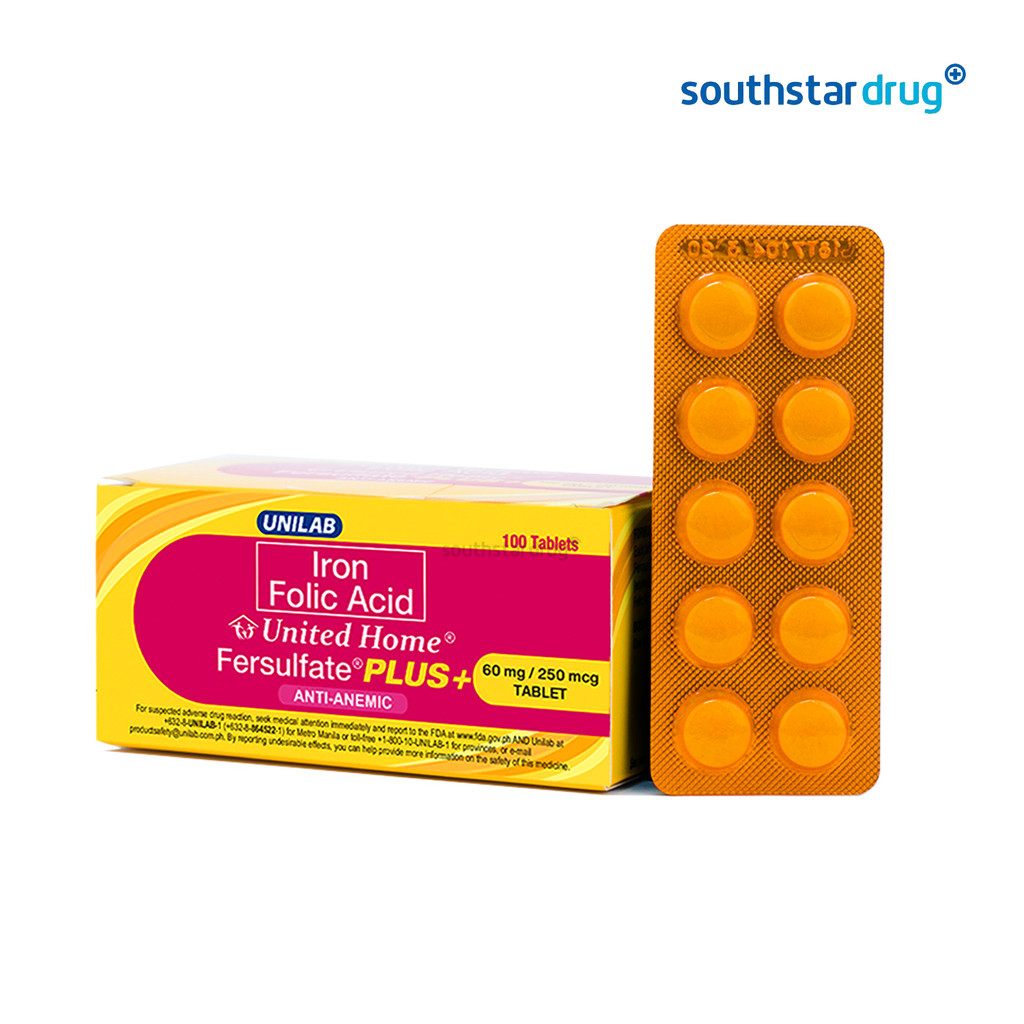 UHP Fersulfate Plus 60mg / 250mcg Tablet - 20s | Shopee Philippines