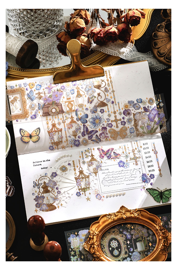 ENWEI 3 Sheets [Butterfly Clock Series] Vintage Journal Stickers ...
