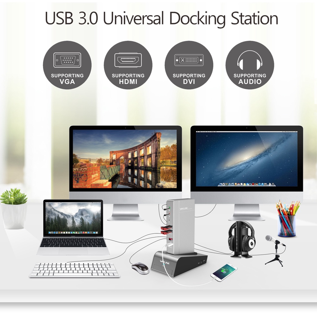 Wavlink USB 3.0 Universal Docking Station,Aluminum Docks Working Online ...