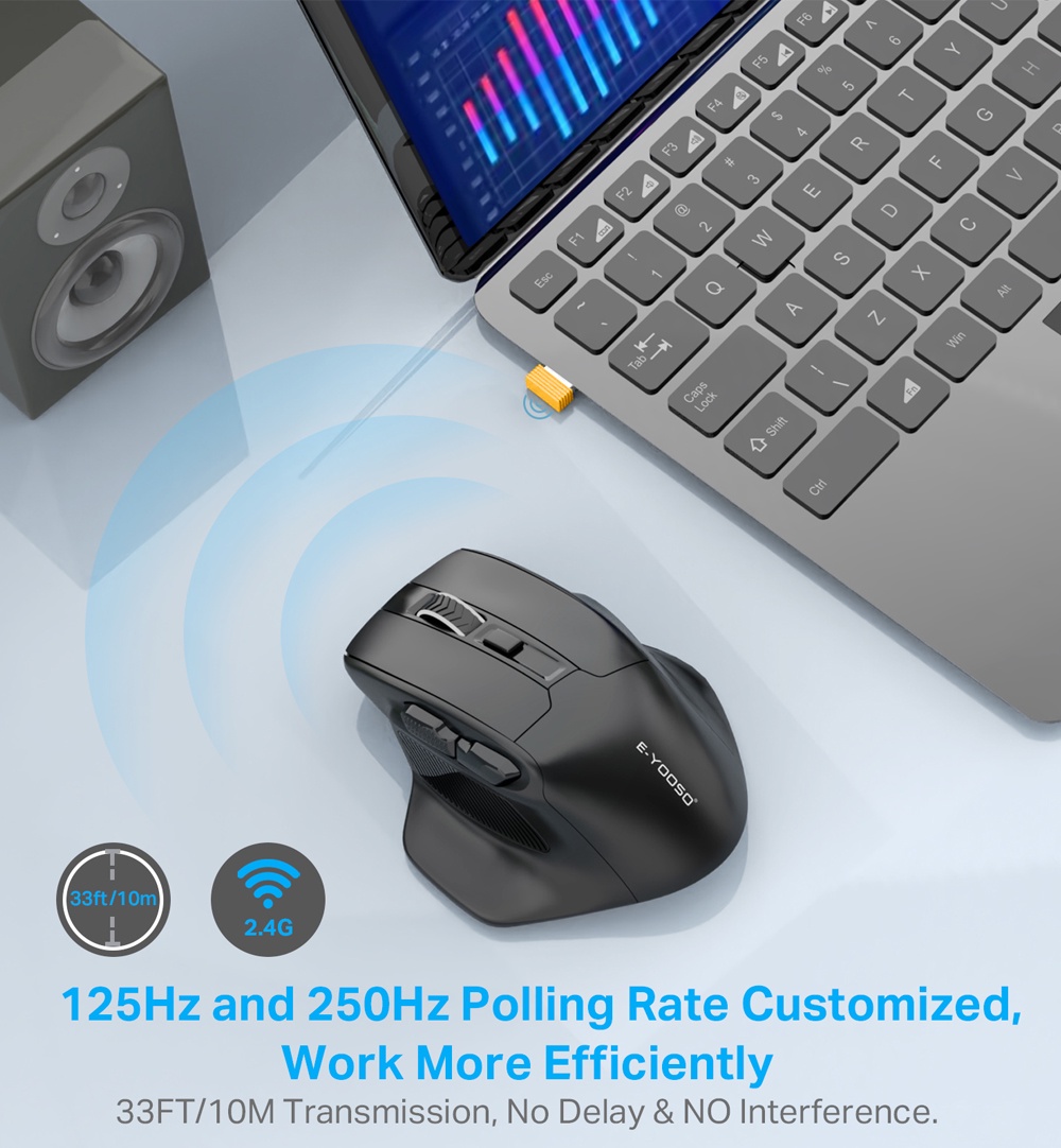 E-YOOSO X-31 USB 2.4G Wireless Gaming Large Mouse for Big Hands PAW3212 ...