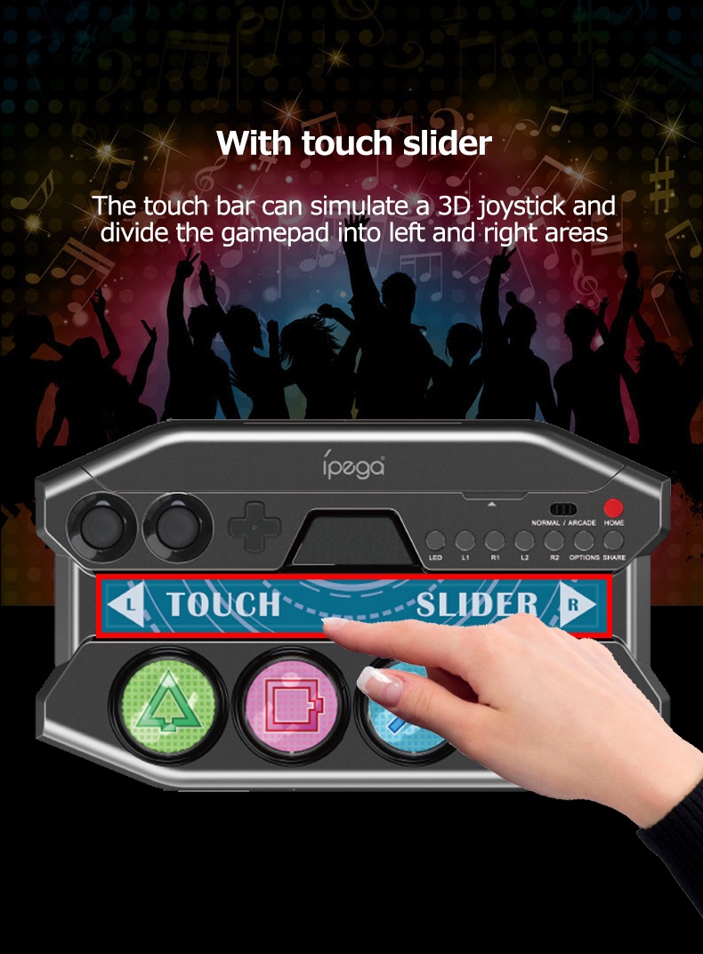Ipega PG-P4016 PS4 PS5 Game Controller with Touch Bar LED Light for ...