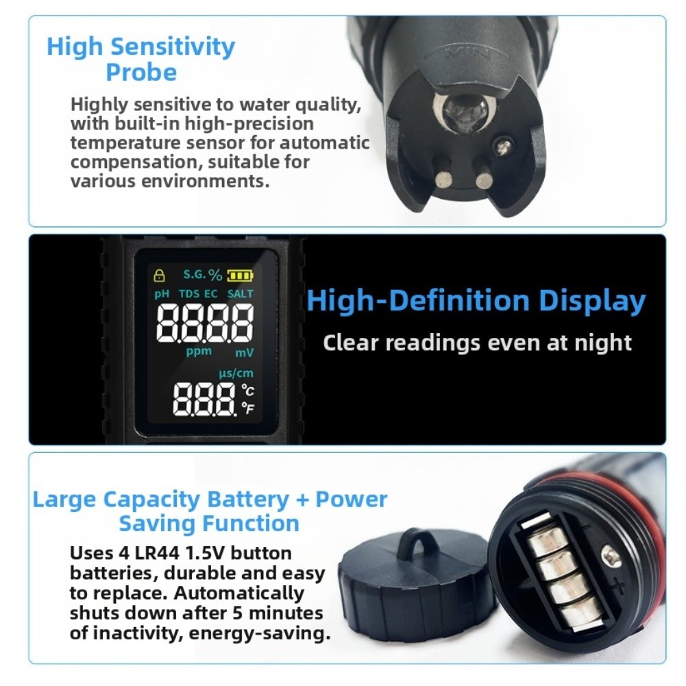 [WOES] 7-in-1 Multi-function Test Pen With LCD Display PH Meter Water ...