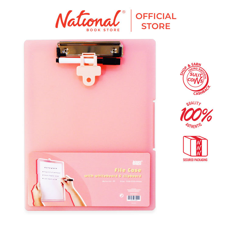 John Shen File Case SN002305-P A4 Pink 3In1 With Clipboard And White ...