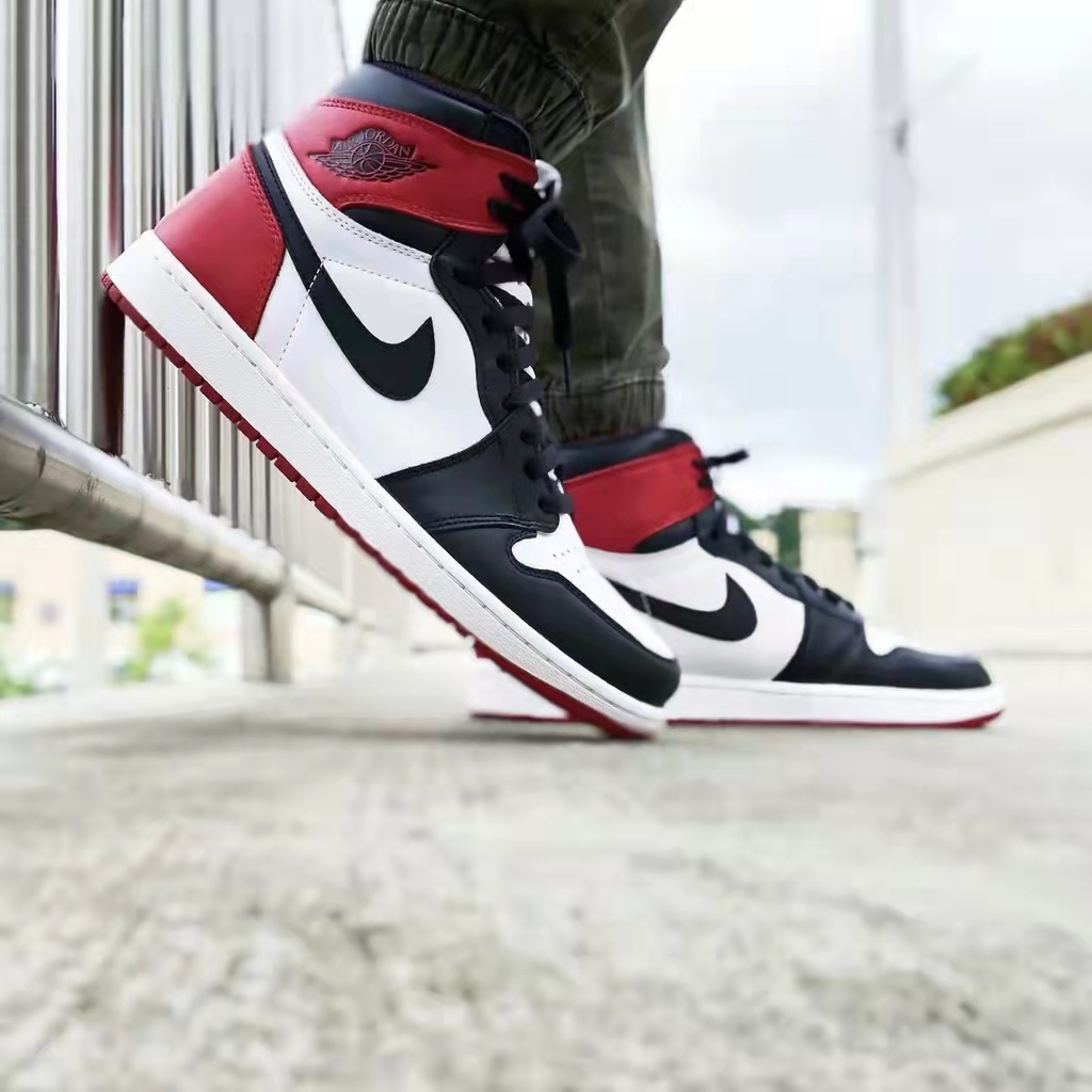 Air Jordan 1AJ1 Hight Cut (White black red) Outfit Shoes Sneakers For ...