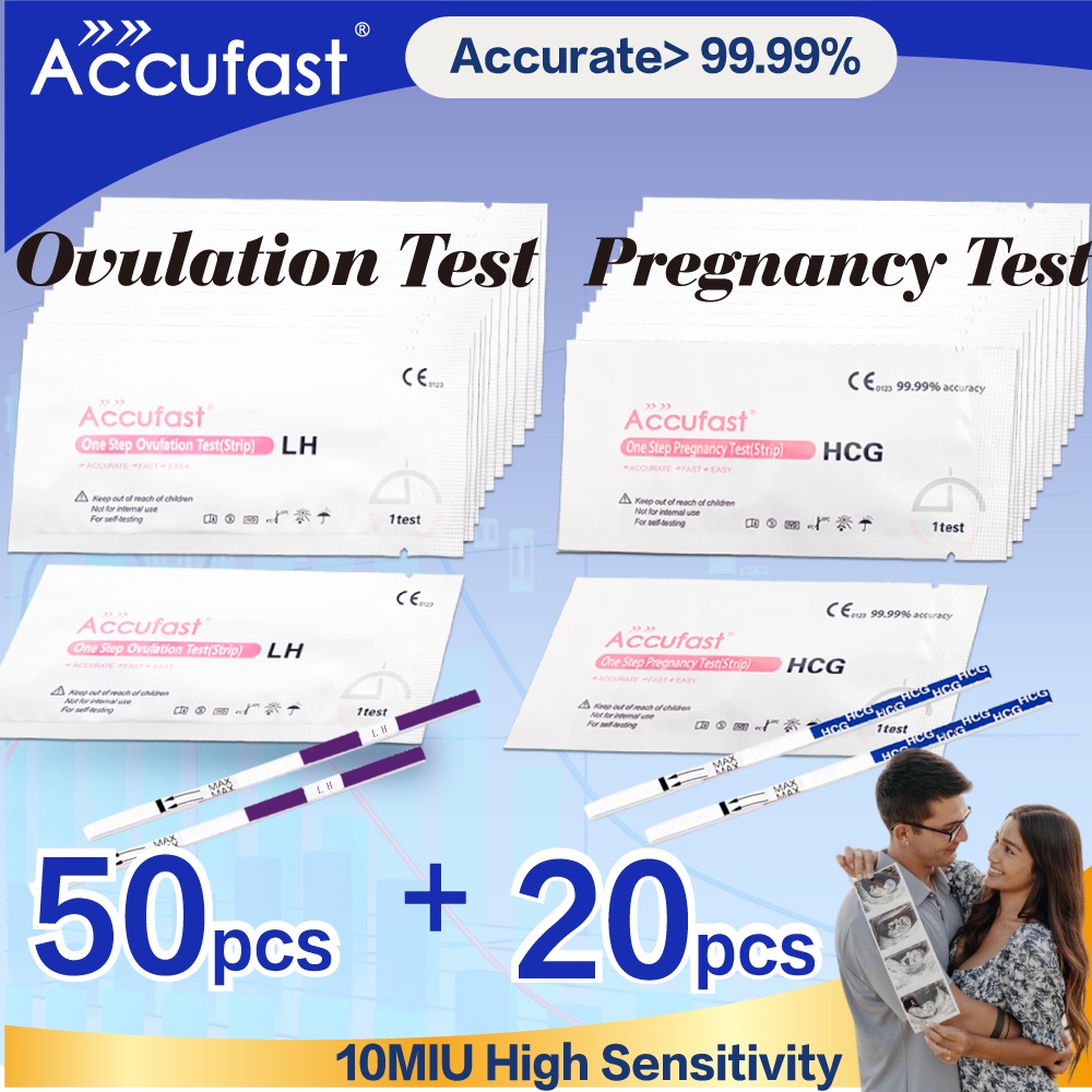 Accufast 50pcs Ovulation Test Strip 20pcs Pregnancy Test Strip Kit 10miu High Sensitivity 0903