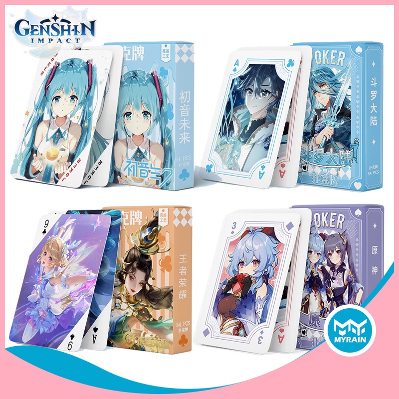 Anime Poker 54pcs AOTU Genshin Impact Hatsune Miku Cards Collectible ...