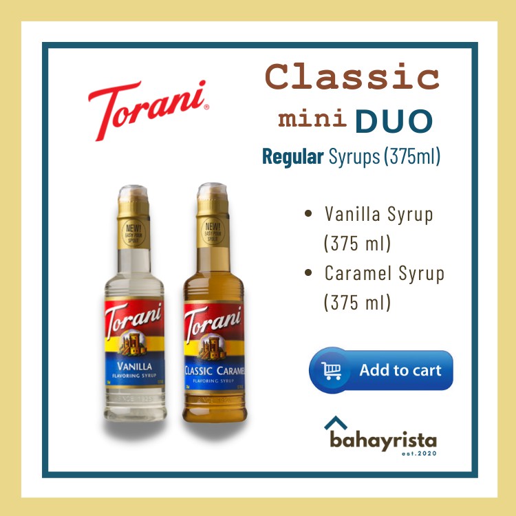 Torani Syrups 375ml (Mini DUO Classic Caramel & Vanilla) Shopee