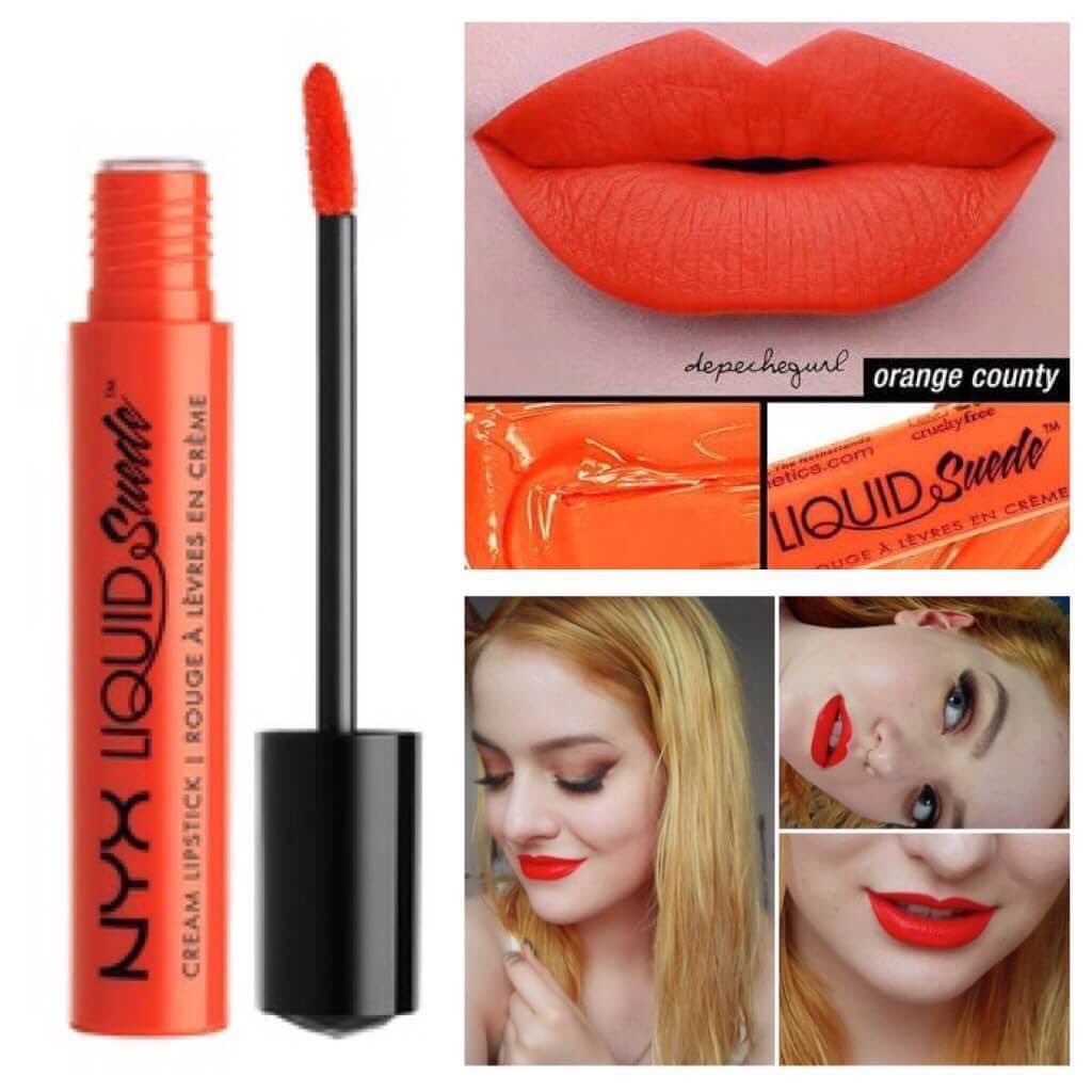 NYX Liquid Cream Lipstick Suede Cream 05 Orange County 4ml Hot Red 