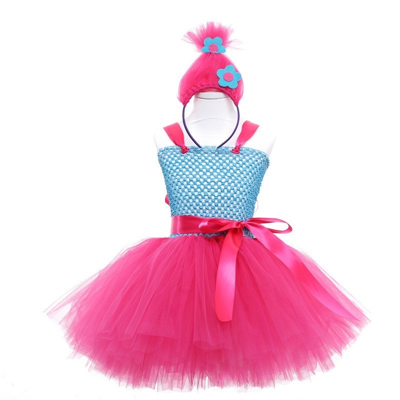 trolls birthday party dress Poppy Troll tutu set-Poppy troll outfit-Poppy trolls dress