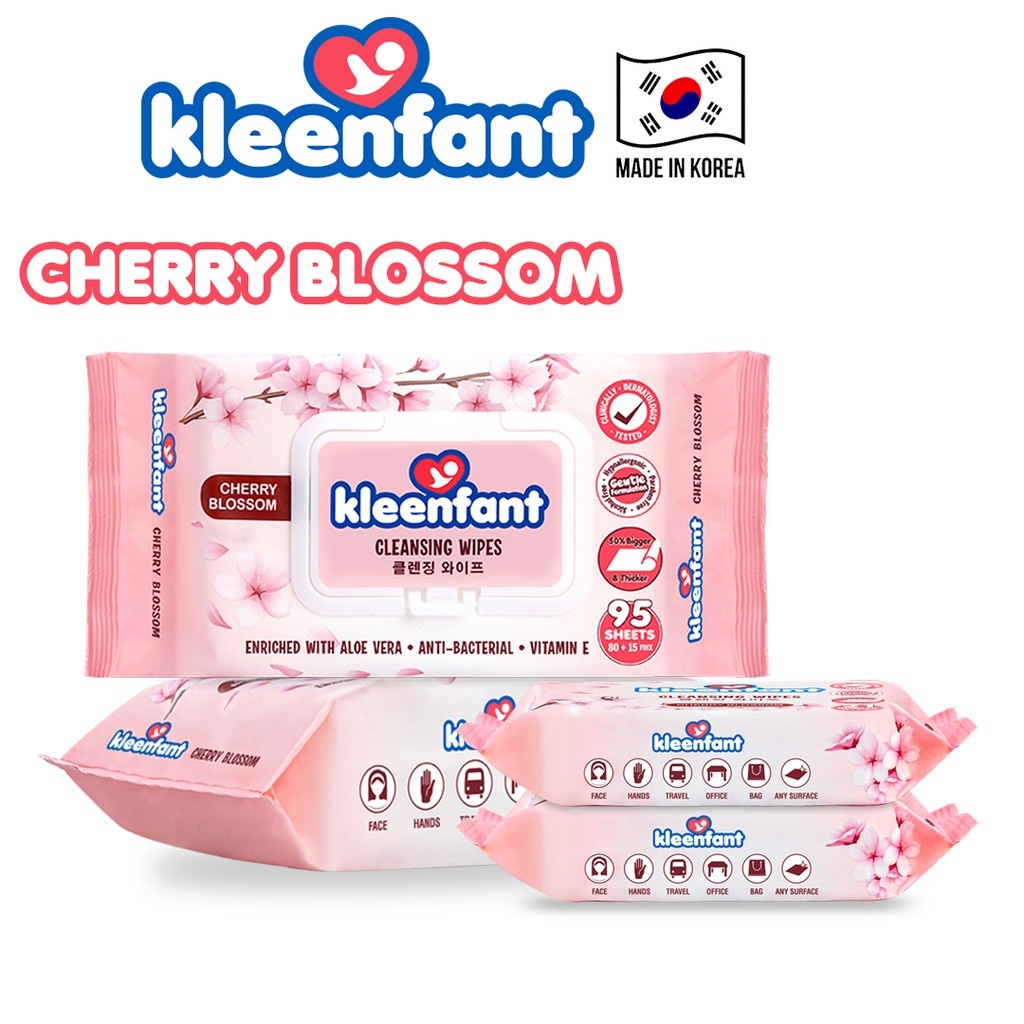 Kleenfant Cherry Blossom Scent Cleansing Wipes Collection korean wet
