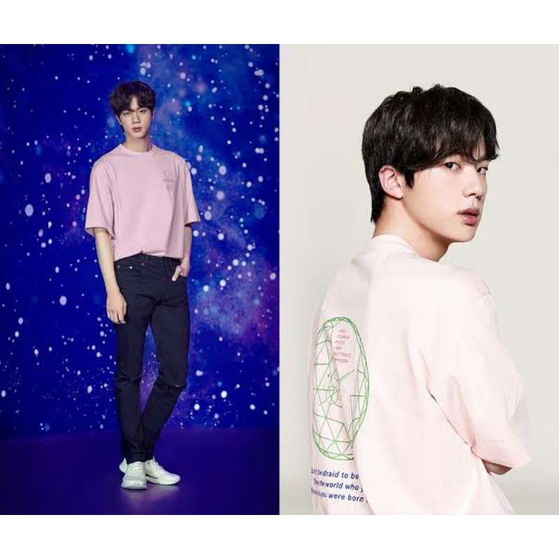 Official BTS Fila x Voyager Pink Shirt Kim Seokjin Jin XS Shopee