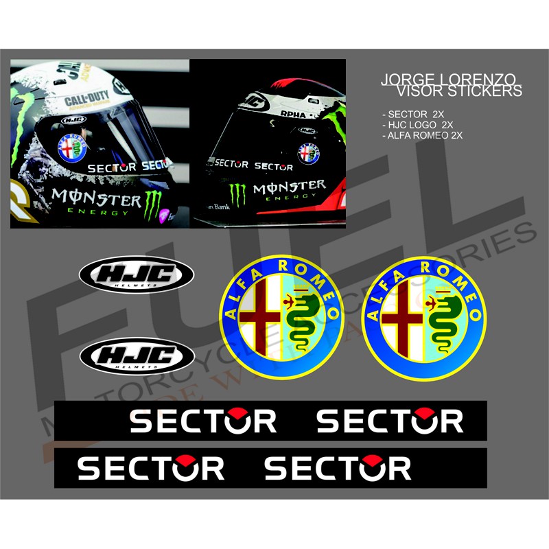 Helmet Visor Sticker - 99 JORGE LORENZO - HJC Motorcycle Sticker Helmet ...