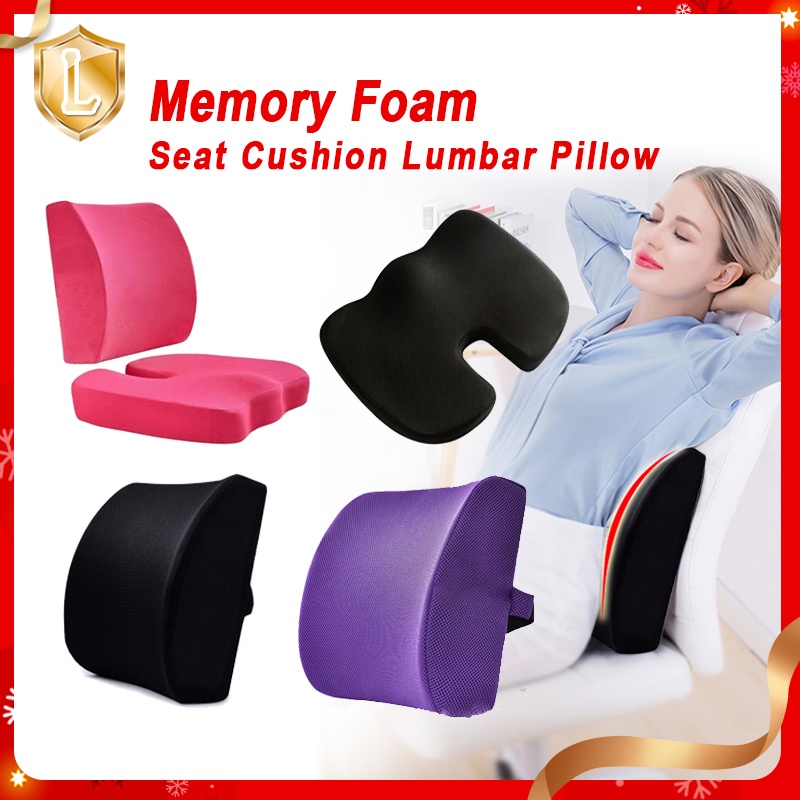 Lumbar Back Memory Foam Seat Cushion Lumbar Pillow Support Relieve Back ...