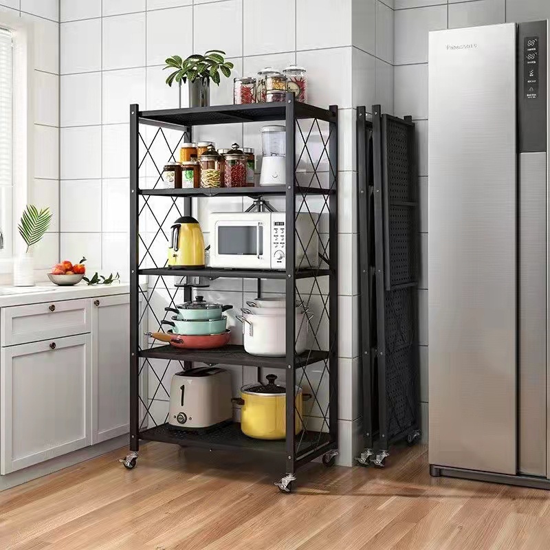 SHEEPER 3/4/5Layers Kitchen Cabinet Kitchen Rack Kitchen Organizer Shelf  with Wheels Steel Rack Shelves Racks