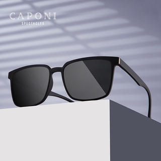 CAPONI Matte Sunglasses For Male Polarized 2022 New Design Eyewear Protect  Eyes Black Men's Shades Outdoor Driving Sun Glasses CP6199