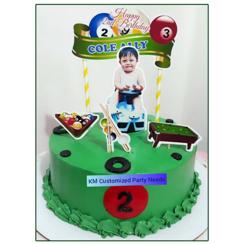 Billiard Theme Customized Cake Topper (with Photo and Name) Shopee