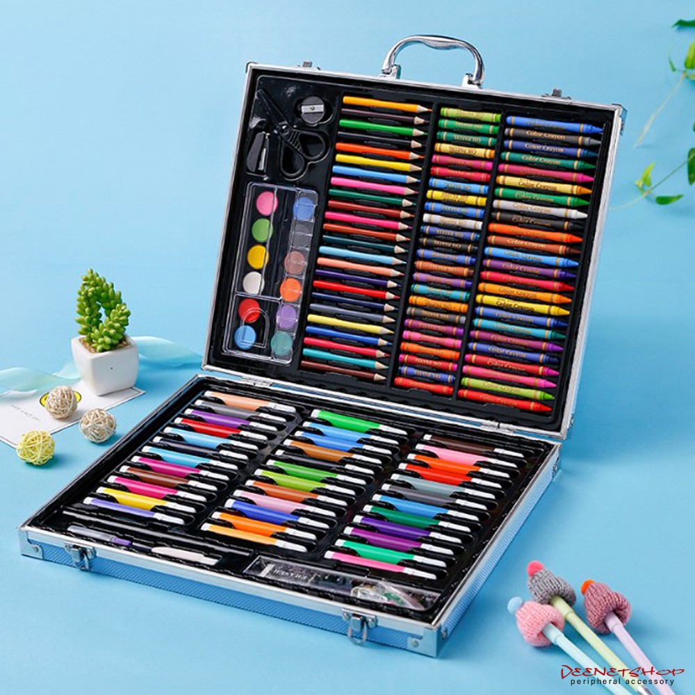Painting Drawing Art Set Aluminum Box - A set of colored watercolor ...