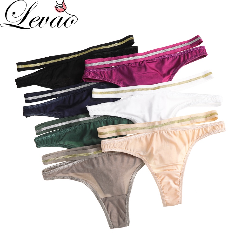 Levao Women's Sports Thongs Ice Silk Comfort Panties Sexy Lingerie Low  Waist Underwear