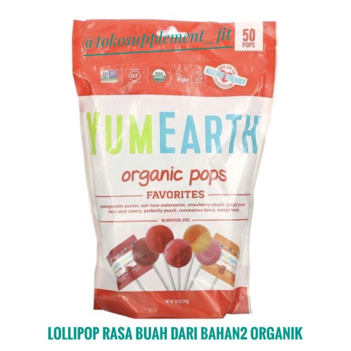 Yum Earth/ YumEarth Organic pops 50 pops Lollipop Organic Candy Fruit ...