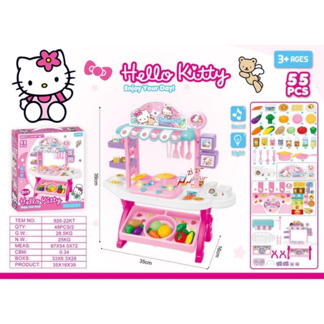MINI COOKING KITCHEN SET WITH LIGHTS AND SOUNDS 55 PCS HELLO KITTY FROZEN PONY TOY TOYS TOYPALACEPH