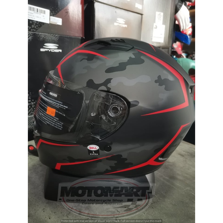 BELL HELMET QUALIFIER STEALTH CAMO (BLACK/RED)