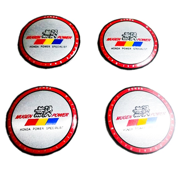 Mugen 4pcs Car Wheel Center Hub Cap Sticker Cover Metal Case 56mm Tire