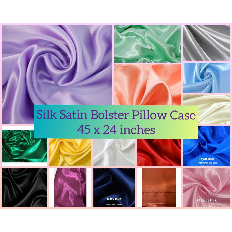 Silk Satin Bolster Pillow Case / Hotdog Pillow Case ( 45 x 24 inches