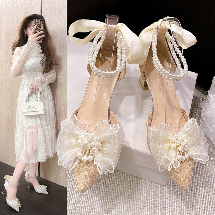 Platform lace beaded sandals stilettos main image 0