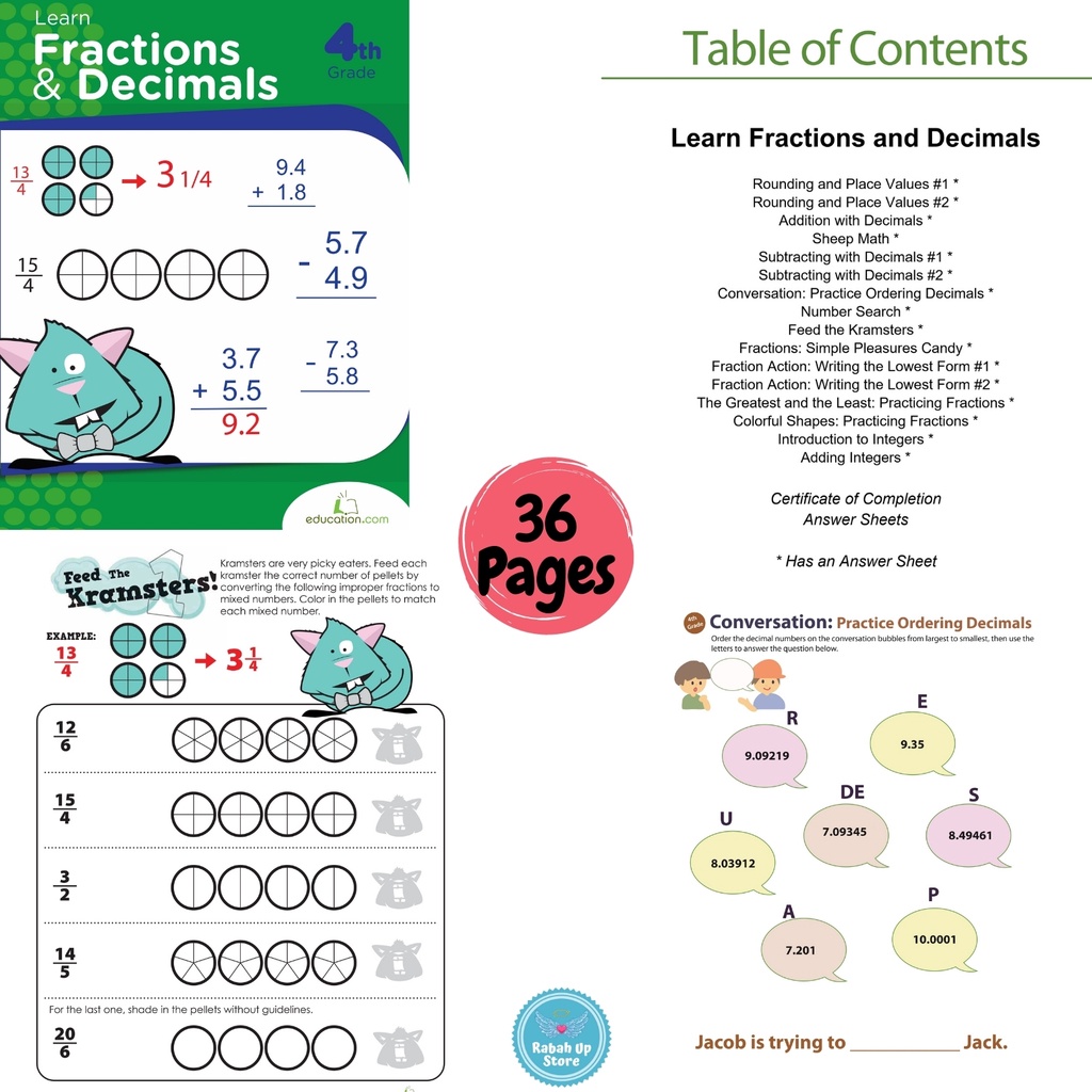 GRADE 4 (MATH) Activity Workbook Worksheet Homeschool Learning