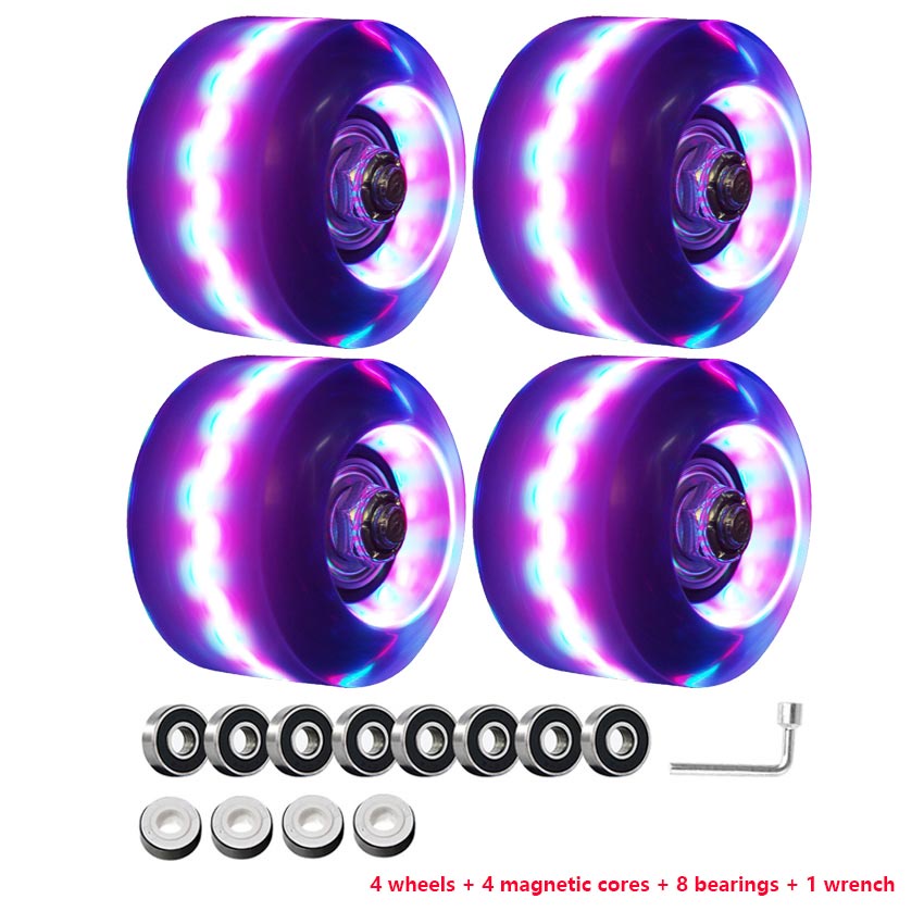 4pcs Luminous Light Up Roller Skate Wheels With Bearings Roller Skates