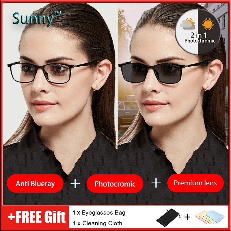 Photochromic Anti Radiation Graded Eye Glasses For Women Men Index 1.56