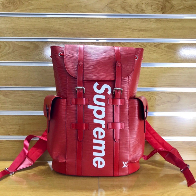 Louis Vuitton Christopher Backpack x Supreme Limited Edition Red Epi Leather