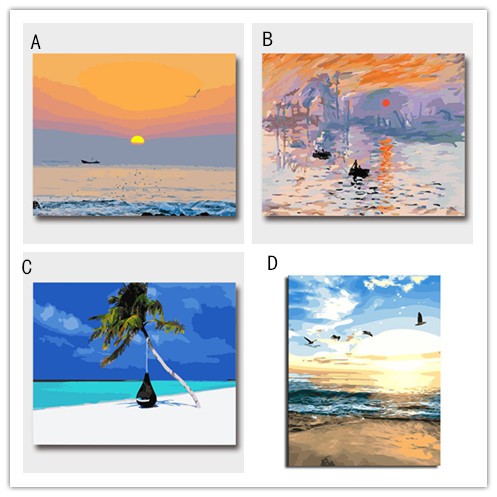 Paint by Numbers Diy on Canvers Unframed Sunset Beach | Shopee Philippines