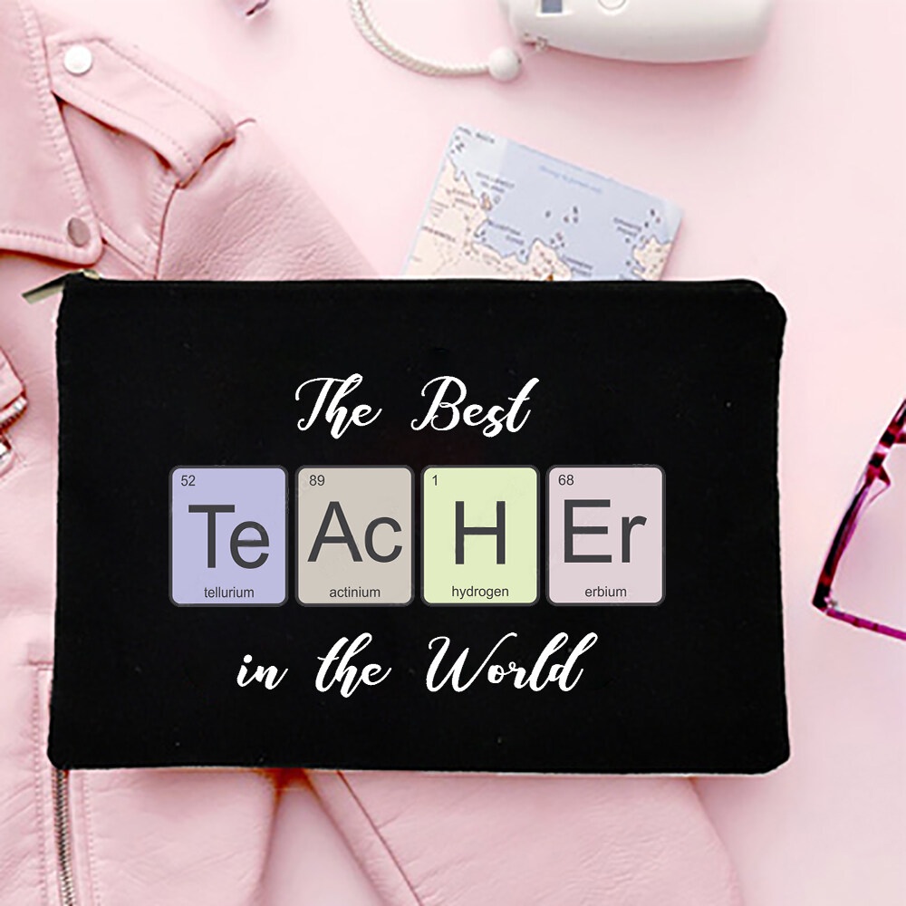 Best Teacher Ever Print Pencil Bags Canvas Pouch Toiletries Storage ...