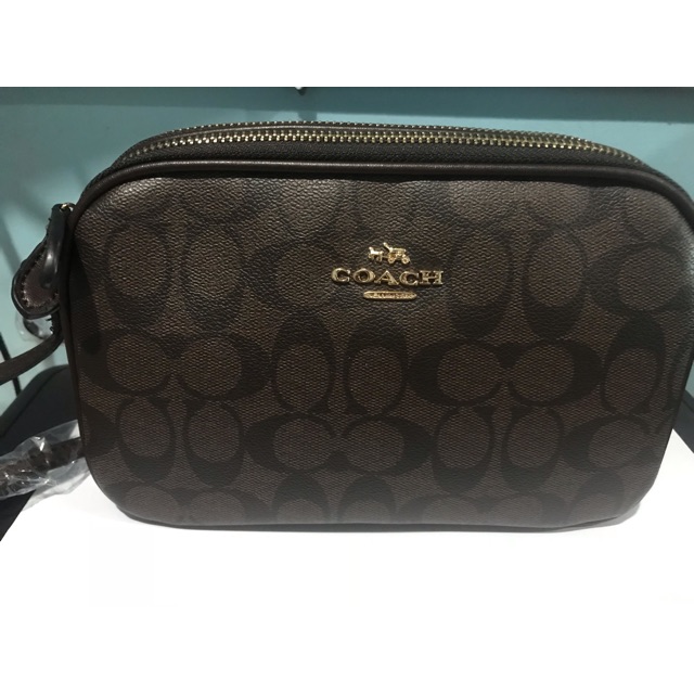 Coach coffee brown 2 zipper sling bag Shopee Philippines