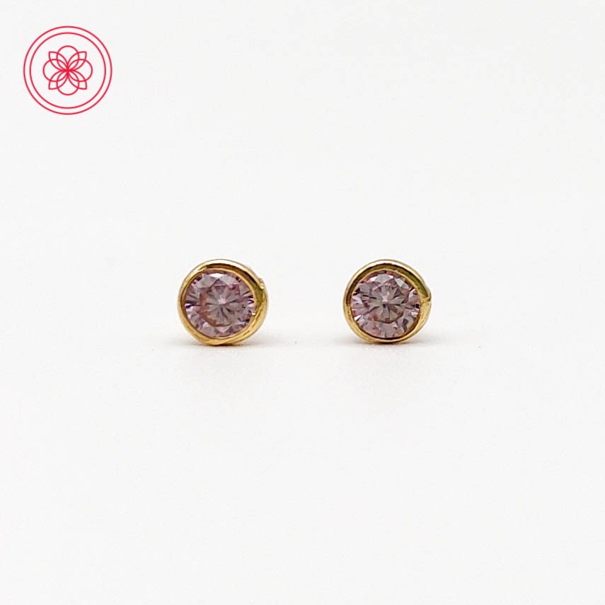 COD PAWNABLE 18k Earrings Real Pure Saudi Gold Precious Stone Birthstone Stud Earrings W Gold