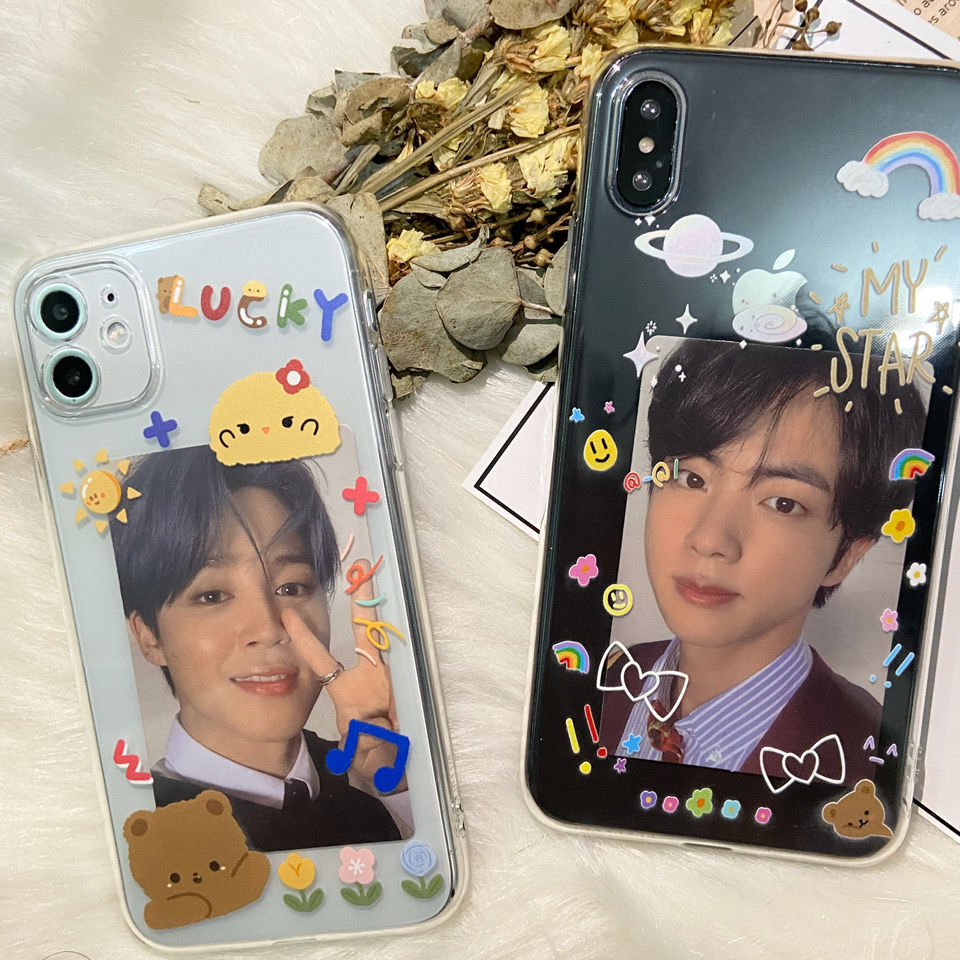 Korean Ins Hot Transparent DIY Mobile Phone Case Silicone Soft Cover Insert K POP Stars Photo Card Decoration