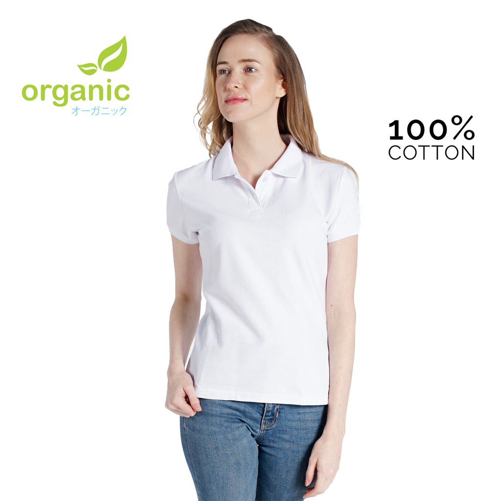 Organic Plain Polo Shirt Ladies White Shopee Philippines