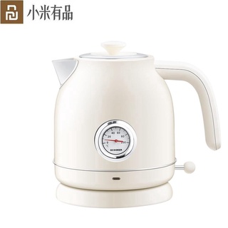 YOUPIN Qcooker Retro Electric Kettle 1.7L Temperature Display Stainless  Steel Liner Household Teapot 1800W Rapid Heating Kettle