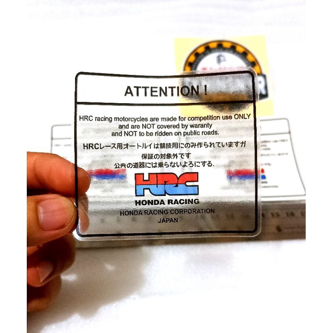 Attention Honda Sticker Honda Warning Honda HRC Japan | Shopee Philippines
