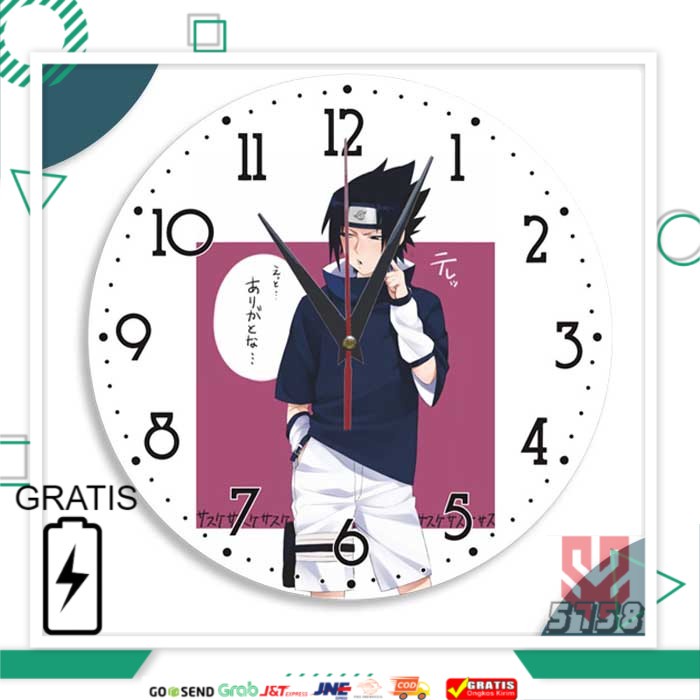 MESIN NARUTO CHARACTER SASUKE UNIQUE WOODEN WALL CLOCK Sweep Machine ...