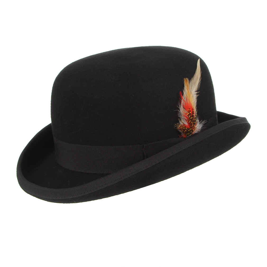 Gentleman Bowler Hat Men Feather Decor Wool Felt Fedora Hat Shopee Philippines