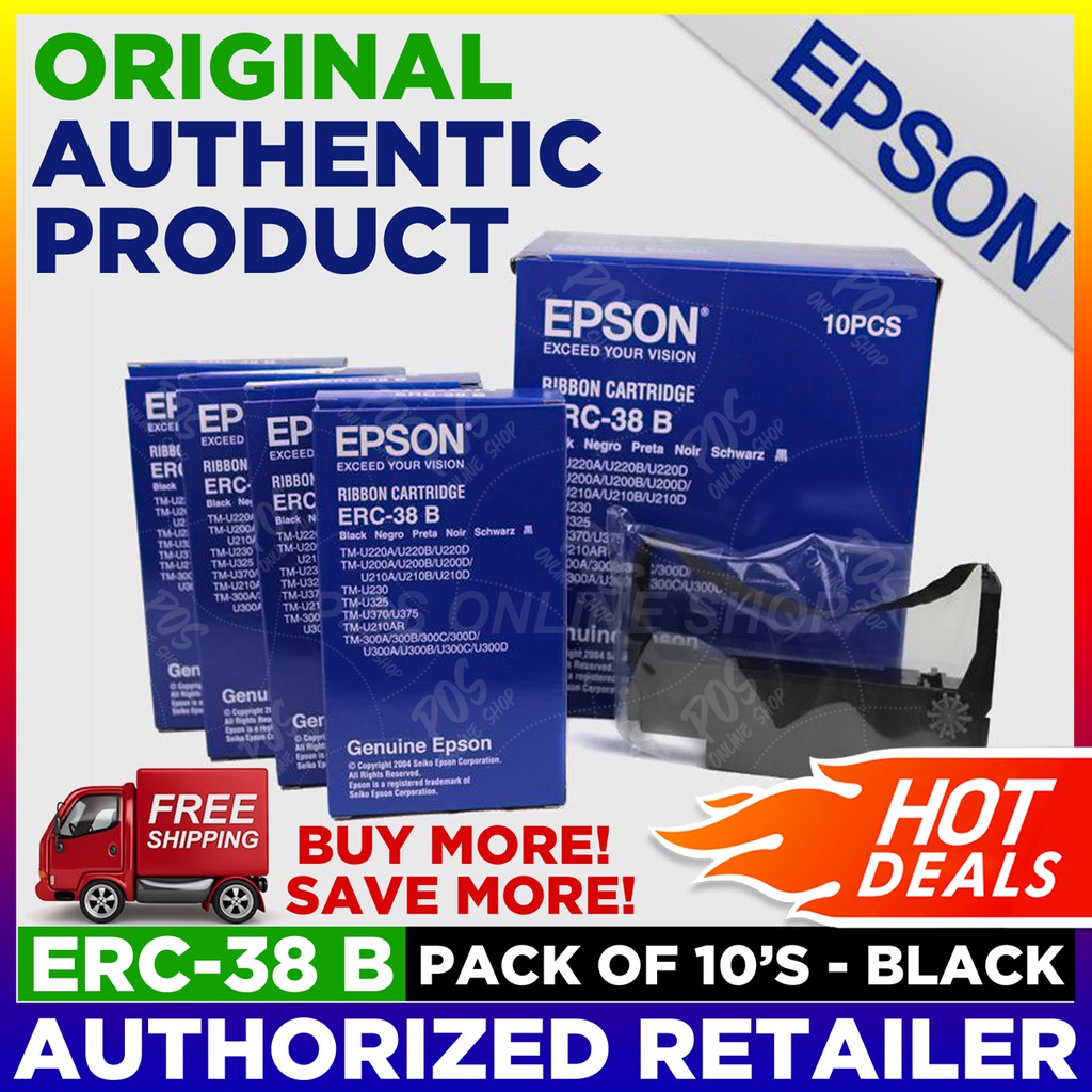 Original EPSON ERC-38 B Ribbon Cartridge (Pack of 10's) | Shopee ...